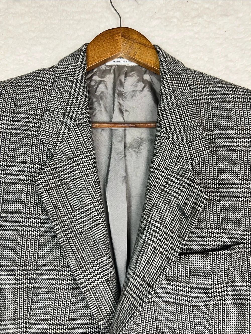 Vintage Yves Saint Laurent Light Grey Plaid Blazer Sport Coat Jacket Size Small